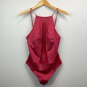 Wolford Deep Raspberry Halter One-Piece Swimsuit